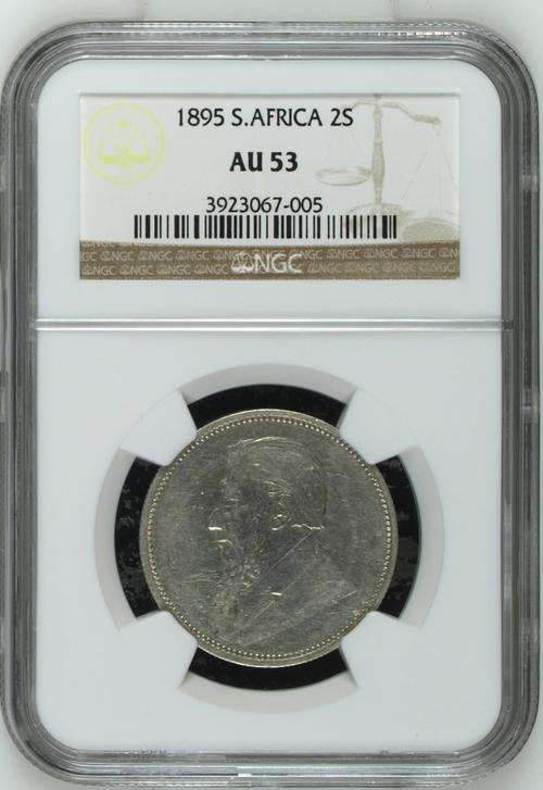 1895 ZAR SILVER 2 SHILLING NGC GRADED AU53 | HERN'S PRICE EF - R50 000 |