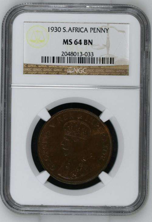 1930 SA UNION PENNY NGC GRADED MS64 BN | BRILLIANT UNC | KEY DATE |