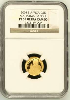 ### Mahatma Gandhi 1/10th Gold NGC Graded PF69 ### Crazy R1 Start ###