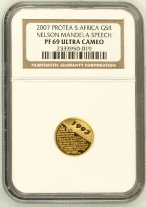 ### Nelson Mandela Speech 1/10th Gold NGC Graded PF69 ### Crazy R1 Start ###