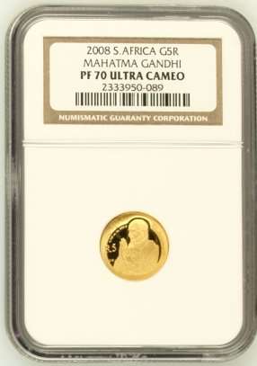 ### Perfect ### Mahatma Gandhi 1/10th Gold NGC Graded PF70 ### Ultra Rare ### Crazy R1 Start ###
