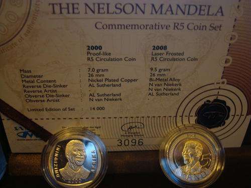 Nelson Mandela Commemorative R5 Twin Coin Set - Crazy 1 Day Auction @@@ R1 Start