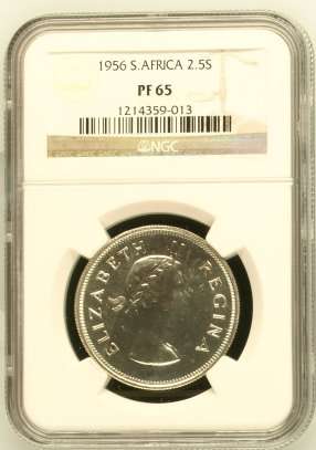 1956 SA Union 2.5 Shilling NGC PF65 - Superb Gem - Mintage: 1700 @ R1 Start