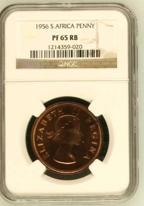 1956 SA Union Penny NGC PF65 RB - Superb Gem - Mintage: 1700 @ R1 Start