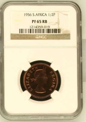 1956 SA Union 1/2 Penny NGC PF65 RB - Superb Gem - Mintage: 1700 @ R1 Start