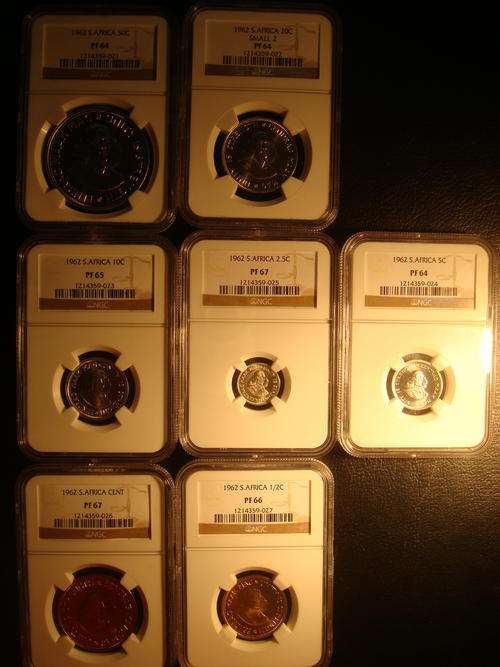 1962 SA First Decimal Short Proof Set NGC Slabbed - Superb Gem Proofs - Mintage: 2300 @ R1 Start