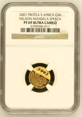 Nelson Mandela 1/10th Gold NGC PF69 Ultra Cameo @@@ R1 Start