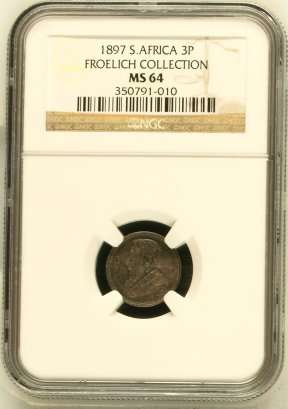 Look @@@ 1897 ZAR 3 Pence NGC MS64 - PERFECT - Very High Grade @@@ R1 Start