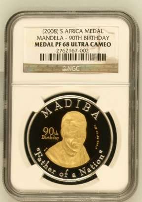 Look @ Mandela 90th Birthday Commemorative 1/2oz Gold Medal NGC PF68 Ultra Cameo @ R1 Start