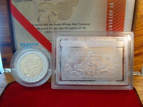 2011 SARB 90th Anniversary Sterling Silver Banknote with UNC R5 Coin ### R1 Start