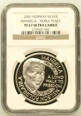 2001 Nelson Mandela - Nobel Peace 1oz Silver NGC PF67 ### Ultra Rare ### R1 Start