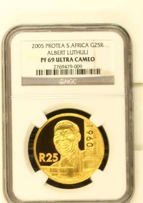 ### 10 Hours Only ### 2005 Albert Luthuli 1oz Gold 24 Carat (999.99) NGC Graded PF69 Ultra Cameo ###