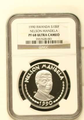 1990 Nelson Mandela - Rwanda S100F 1oz Silver NGC PF68 ### Ultra Rare ### 5 Hours Only ## R1 Start