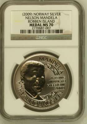 2009 Nelson Mandela Robben Island 1oz Silver NGC MS70 # PERFECT # First MS70 Mandela # R1 Start