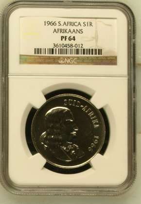 1966 SA Afrikaans R1 Silver NGC Graded PF64 ### R1 Start