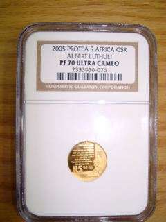 ### Perfect ### Chief Albert Luthuli 1/10th Gold NGC Graded PF70 ### Crazy R1 Start ###