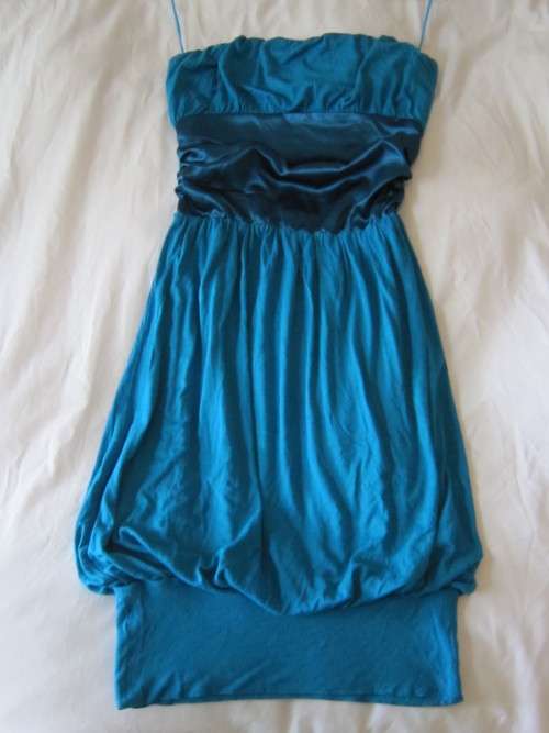 Blue bubble dress with satin middle from YDE