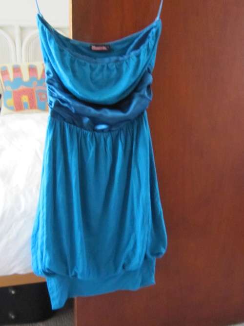 Blue bubble dress with satin middle from YDE