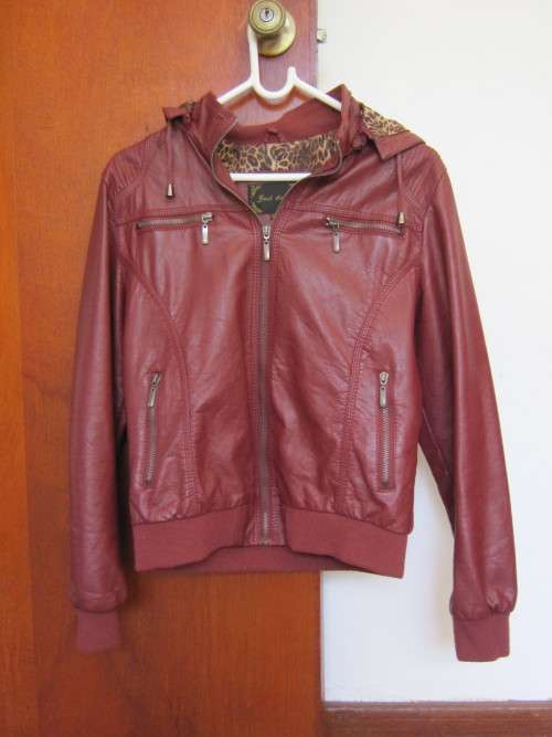 Ladies red biker-style jacket