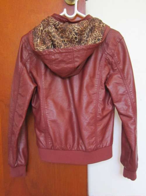 Ladies red biker-style jacket