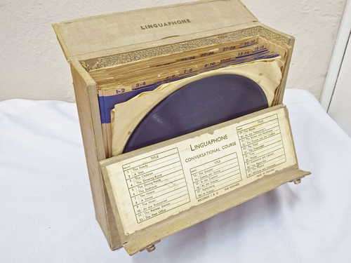 Linguaphon Conversational Course - Spanish set on 78 rpm records in original case - Some extras