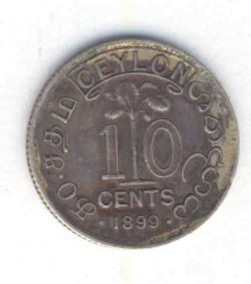 1899 Ceylon 10 cents - Excellent