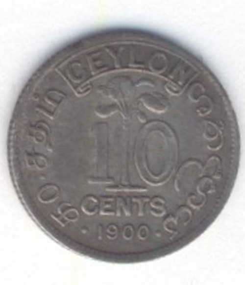 1900 Ceylon 10 cents - Excellent