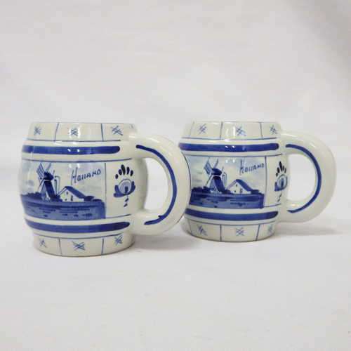 Pair of Delft Holland Blue stein mugs