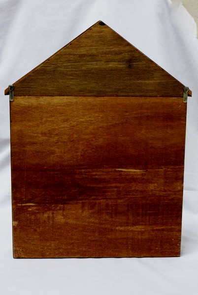 Knick knack wooden printers tray in shape of an house - Size : 36 cm x 5.5 cm x 49 cm