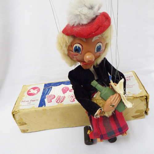 Pelham Puppets Macboozle marionette in original early blue label box - stringed with fishing line