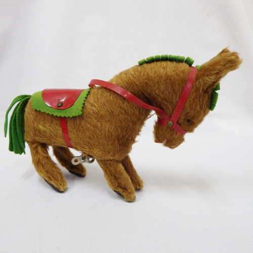 Vintage Mechanical wind-up jumping horse - Working