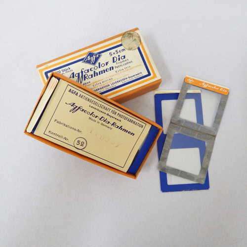 Agfacolor Dia Rahmen extra thin 5x5 cm glass slide frames in box - unused - 20 frames