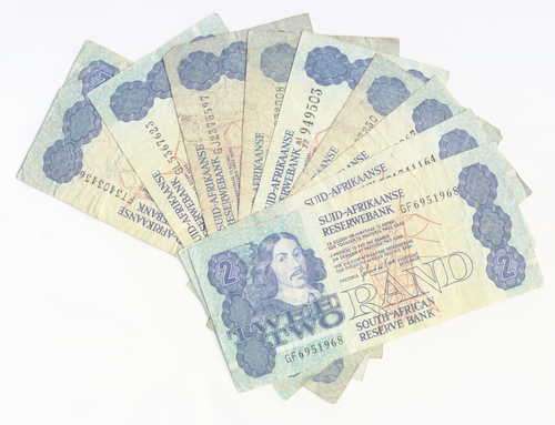 Lot of 10 old South African two rand notes