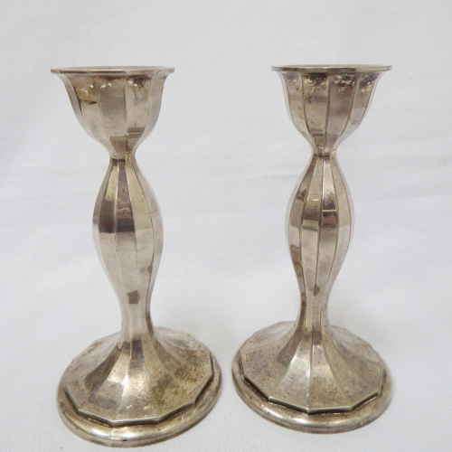 Pair of WMF Germany silverplated candle sticks - Approximate height : 16 cm