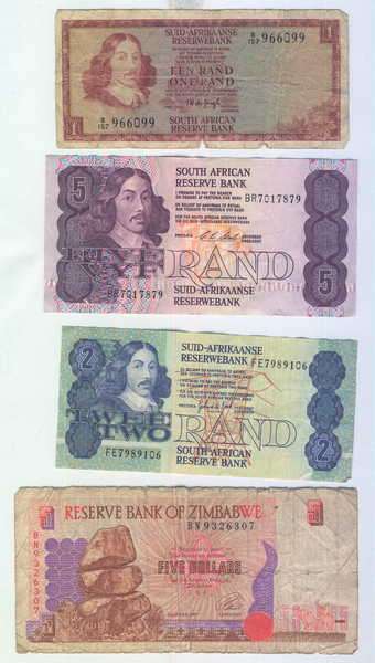 Lot of 10 world banknotes - Two with celotype