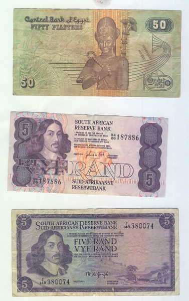 Lot of 5 old Africa banknotes