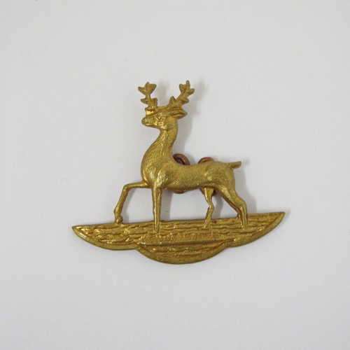 The Hertfordshire Yeomanry - A hart trippant on a ford, in gilding - metal