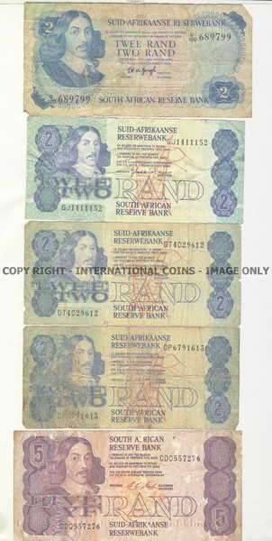 Lot of 21 well used old South African banknotes