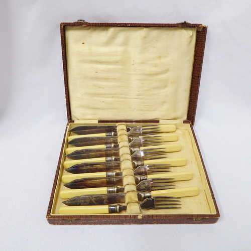 Fish knives and forks in original box with letter
