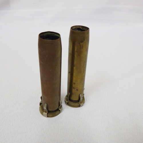 Pair of WW2 trench art 20 mm MK4 cartridges with stand