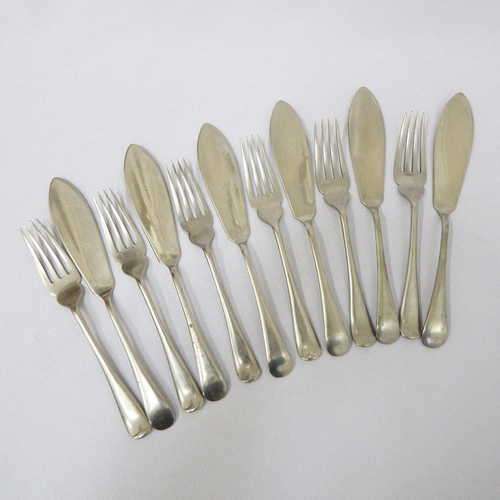 Set of 12 Buxbridge nickel silver fish cutlery