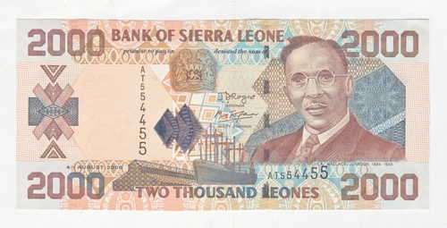 Sierra Leone RARE RADAR banknote - 2000 Leones number 55455 - uncirculated