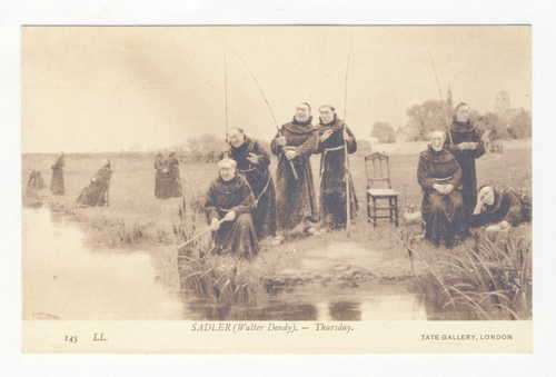 Postcard of Angling Monks, early 1900`s  - Unused