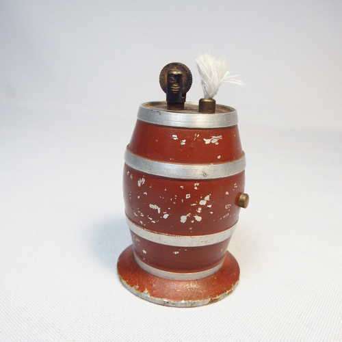 Barrel fluid table lighter  - Missing flint, spring and soaking sponge