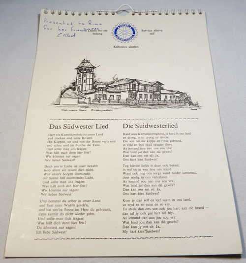Vintage Die Suidwesterlied Birthday Calendar Issued by Rotary International