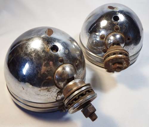Pair of vintage car chrome headlights - Some age wear
