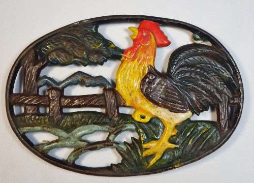 Vintage cast iron Trivet (Pot stand) with Cockerel