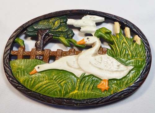 Vintage cast iron Trivet (Pot stand) with goose