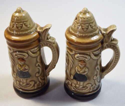 Pair of German Beer mug salt and pepper shakers