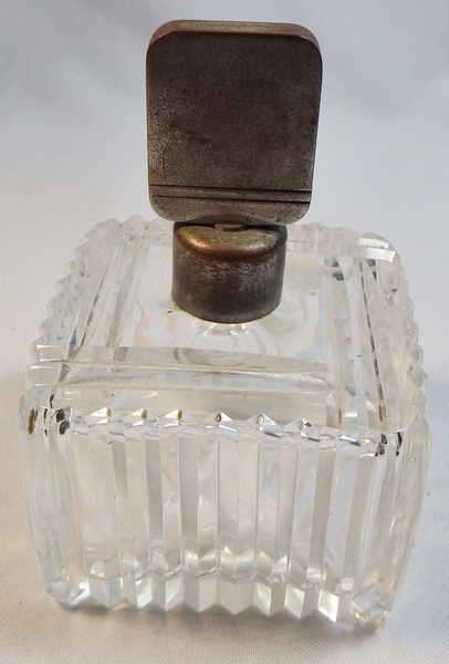 Vintage large perfume bottle - Thick ribbed handcut crystal